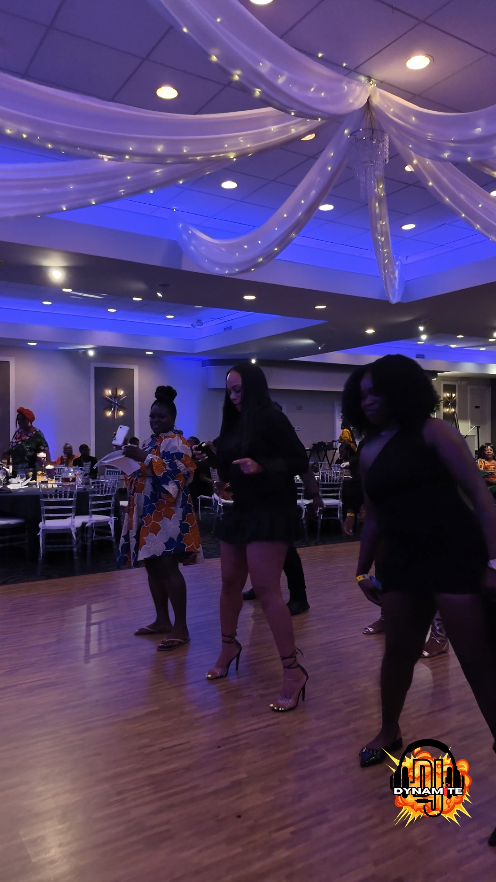 Dance floor and event lighting in a finished room